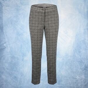 Amanda + Chelsea Womens Gray Windowpane Plaid Dress Pants Straight Leg Size 10